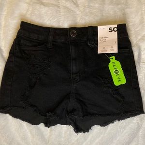 NWT SO “High Rise Shortie” Black Jean Shorts
